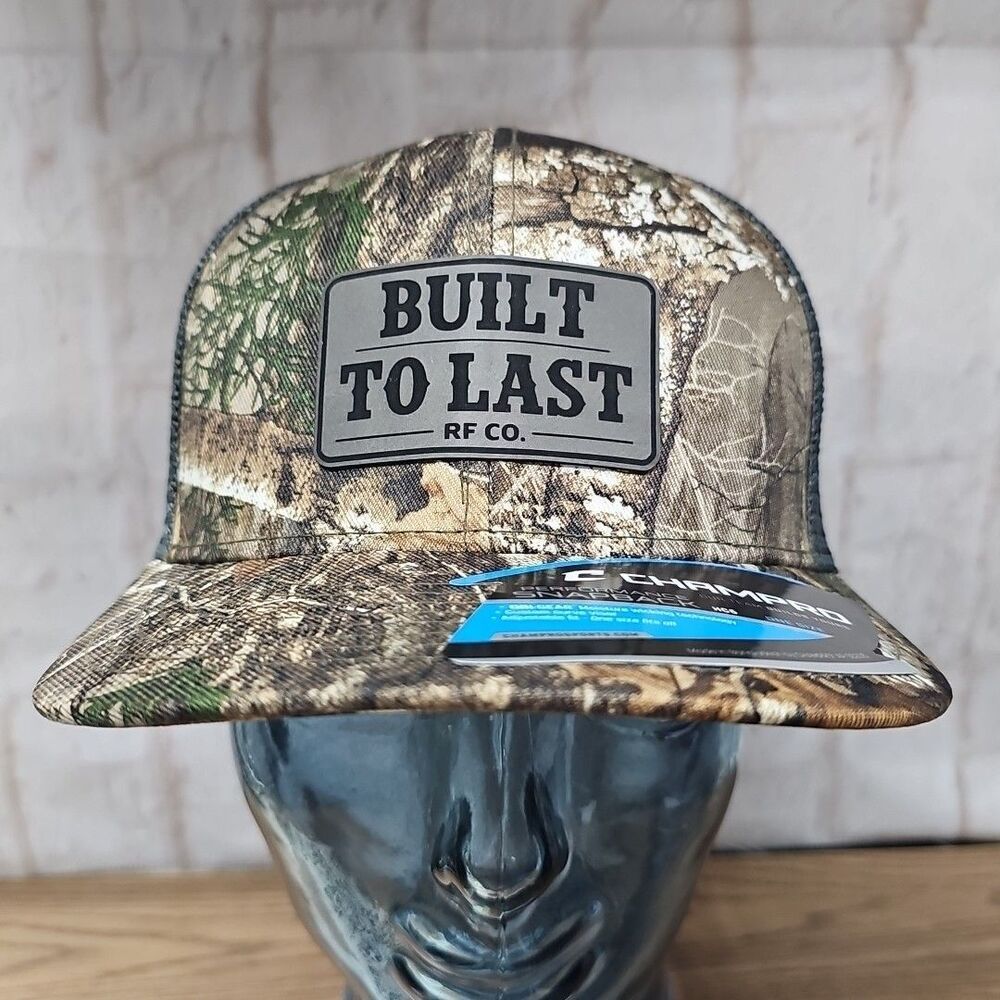 BUILT To LAST RF Co. Trucker Snapback Hat Realtree Camo Patch Rivets